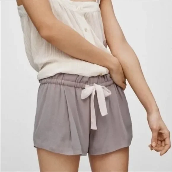 Aritzia Wilfred Montrouge Shorts Light Grey Pull On Paperbag Shorts - Picture 1 of 14